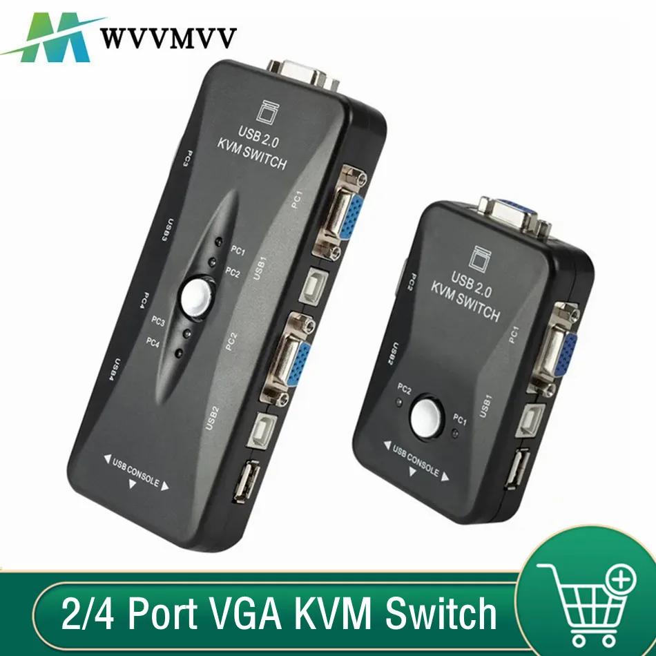 2/4 Ʈ VGA KVM ġ, 1080P USB 2.0 VGA ø, 콺 Ű , ̺  ó ڽ, 4 in 1 Out